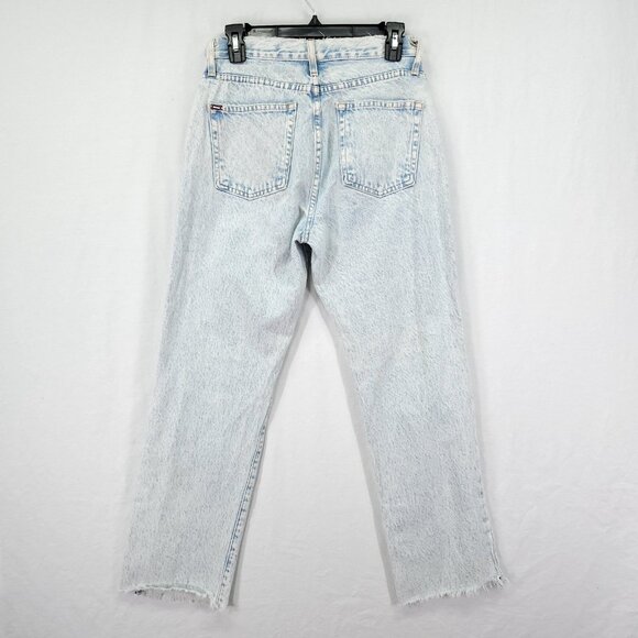 Alice + Olivia Distressed Slouchy Straight Jeans Size 28 Loose Fit Torn Raw Hem - Picture 2 of 16